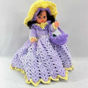 Vintage Southern Belle Handmade Crocheted Bed Pillow Sleepy Doll